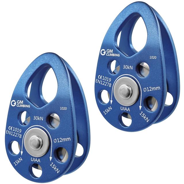 GM CLIMBING CE UIAA認証 30kN マイクロプーリー モバイルサイド プレート クライミングプーリー 12mmロープ適合 ボールベアリング 登山