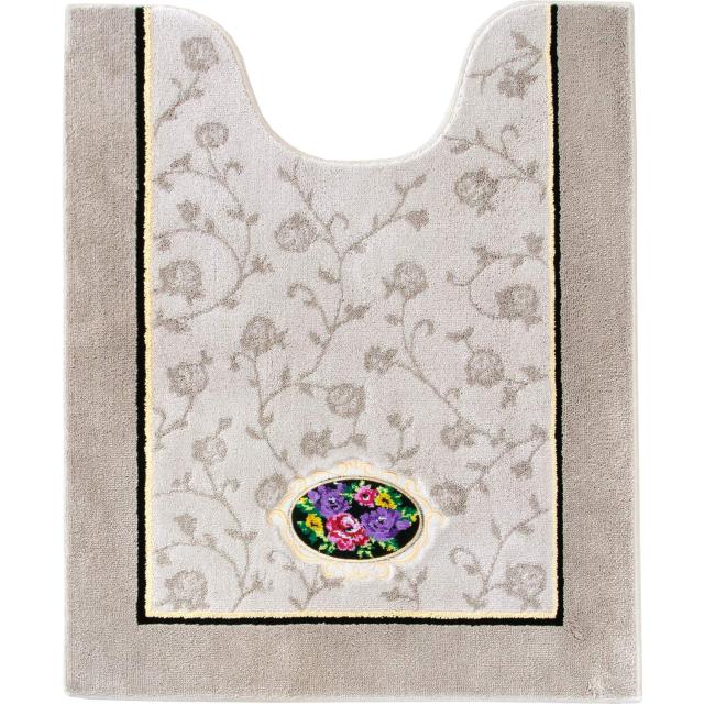 オカ(OKA) トイレマット ベージュ 約85cm×67ｃｍ シェニールロゼ (エレガ ント ゴージャス)