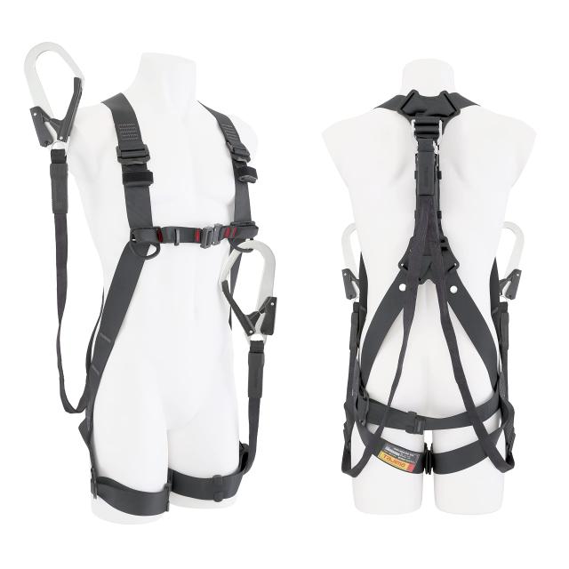 タジマ 新規格安全帯 フルハーネスGS・平ロープダブルランヤードセット Sサイズ 黒 束縛感の少ないY型構造 頑丈スチールフックL1 フックの通販は