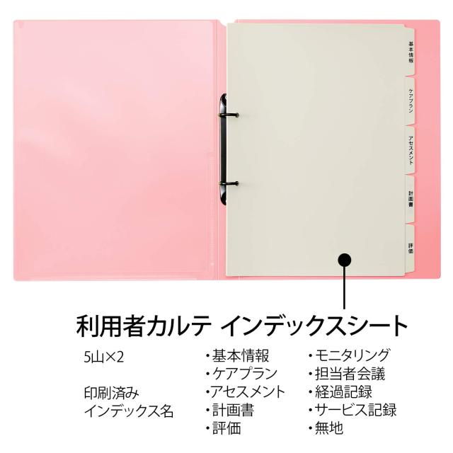プラス 介護用 ファイル A4 2穴リング たすけあ 利用者カルテ用 ピンク 98-049×30冊_3
