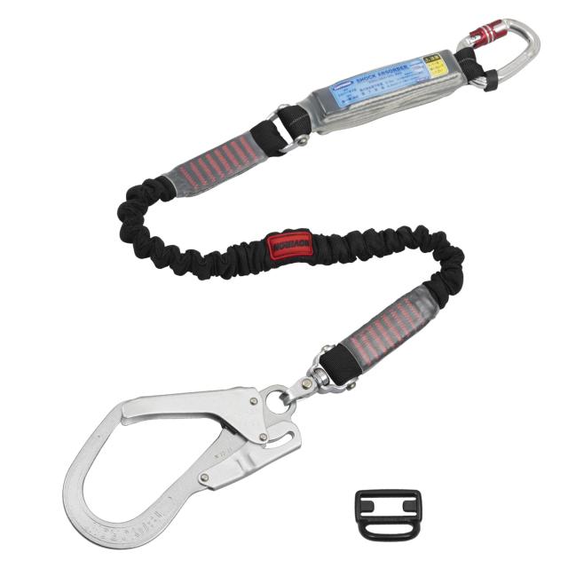 [藤井電工] 新規格 フルハーネス用ランヤード ノビロン 伸縮ロープ式 ブラック 黒 シングルランヤード THL-NV93SV-21KS-BK-R23 1丁掛けラの通販は 10,824円