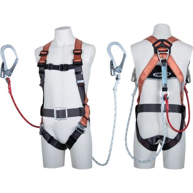 [藤井電工] 新規格 フルハーネス型 コアハーネス 胴ベルト付 ロープ式 オレンジ Lサイズ TH-502-DZ1-OT-OR-L-2R23 V型腿ベルト ツインラの通販は