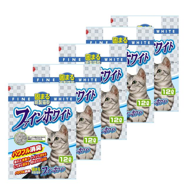 常陸化工 ファインブルー 12L×5個 常陸化工 FineCat 固まる紙製猫砂 ファインブルー 12L 5袋入 [ケース品