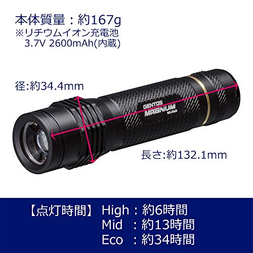 GENTOS(ジェントス) LED 懐中電灯 USB充電式 【明るさ450ルーメン/実用