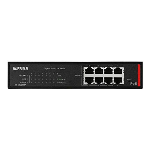 バッファロー BS-GSL2008P 法人向け Giga対応 PoE Layer2 スマートLiteスイッチ 8ポートの通販は