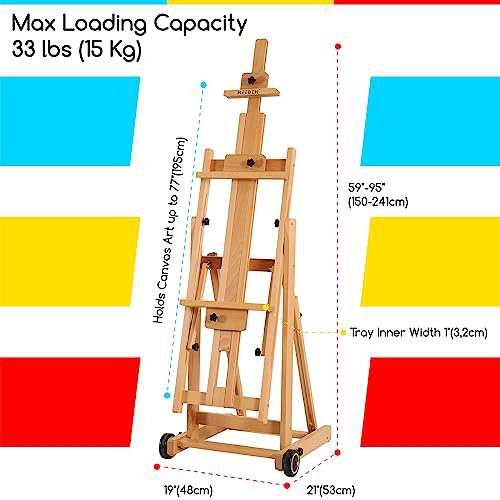 MEEDEN デッサンイーゼル 木製 4つの車輪付き アート作品を2つ収納可能 高さ、角度調節可能 可動式と傾斜フラット 最大195cmのアート作品の通販はau  PAY マーケット - グレイス本舗 | au PAY マーケット－通販サイト