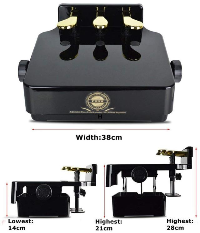 ピアノ 補助ペダル、高さ調整可能のピアノペダル、ペダル3つがある (黒色)