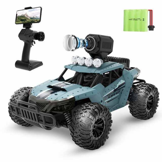 DEERC ラジコンカー こども向け オフロード RCカー カメラ付きラジコン 1/16 操作時間30分 時速20km/h 2.4GHz WiFi FPVリアルタイム リモの通販は