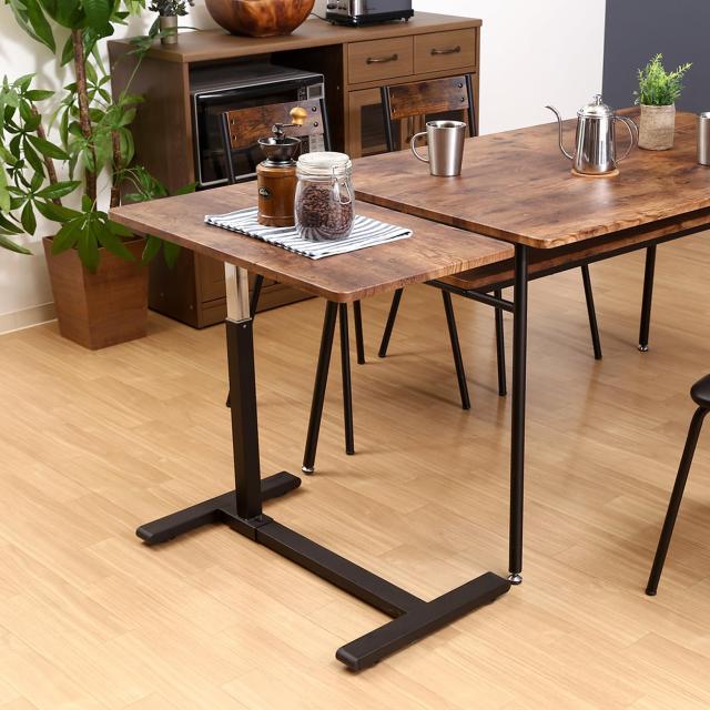 不二貿易 昇降式テーブル サイドテーブル 幅70×奥行40×高さ