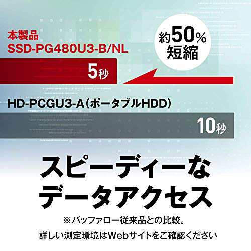 BUFFALO USB3.1Gen1 ポータブルSSD 480GB 日本製 PS5/PS4(動作確認済