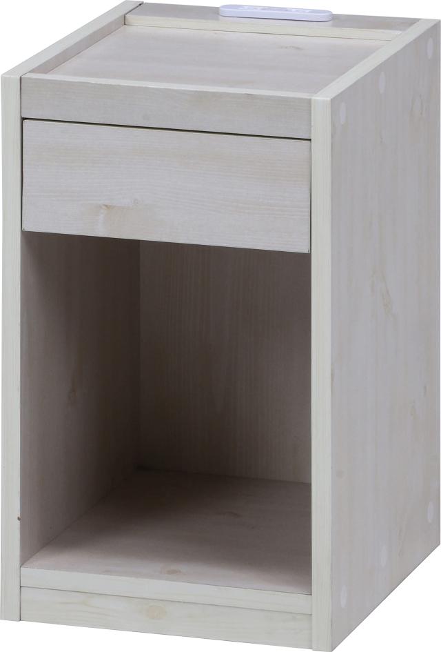 [送料無料]不二貿易 サイドテーブル ベッドテーブル 高さ50cm ホワイト 引き出し コンセント付の通販は 6,171円