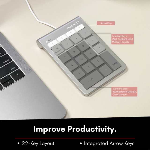 Macally 有線USB Cナンバーパッドキーボード - タイプCテンキーパッド ノートパソコン、Apple Mac iMac MacBook Pro/Air、Windows PC、デの通販は