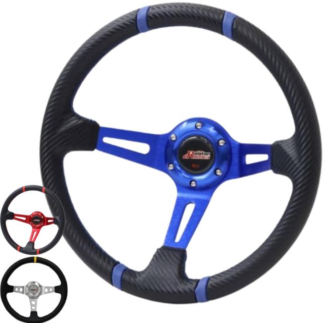 life_mart ディープコーン ステアリング ハンドル 35φ 70mm スポーツタイプ ステアリングホイール レーシングカー ドリフト ステアリン