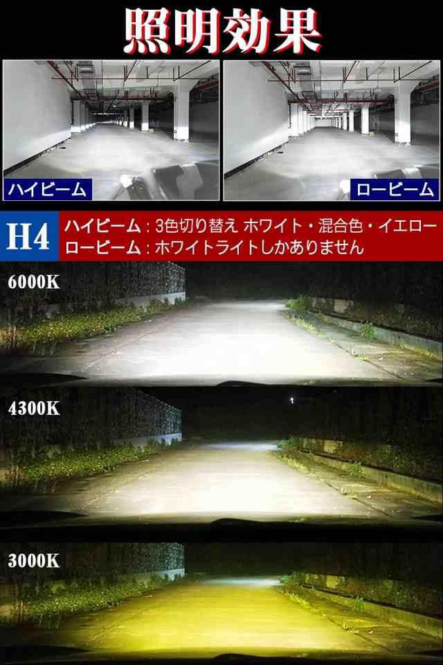 h4 led ヘッドライト Hi/Lo 3色切替 一体式 h4 ledフォグランプ DC12V 自転車ledバルブ ledヘッドライト h4 防水 両面 発光 3色切り替え の通販はau PAY マーケット - エムロード | au PAY マーケット－通販サイト