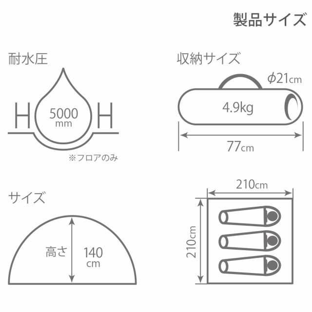 DOD(ディーオーディー) カンガルーテント 3人用 キャンプ＆ハイキング M コットン100%生地 ワンタッチ構造 グランドシート付き  T3-617-TNの通販はau PAY マーケット - グローブストア | au PAY マーケット－通販サイト