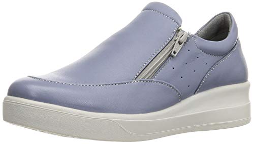 スポルス スニーカー 日本製 撥水 本革 4E ファスナー付 22~25cm レディース SP9030 ブルー 22.0 cm