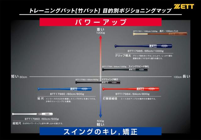ZETT(ゼット) 野球 トレーニングバット 木製(合竹) グリップ径太め