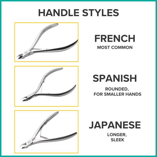 Rui Smiths Ultra-Premium ステンレス鋼キューティクルニッパー -スパニッシュハンドル、丸型ボックスジョイント、マットクロームメッキ