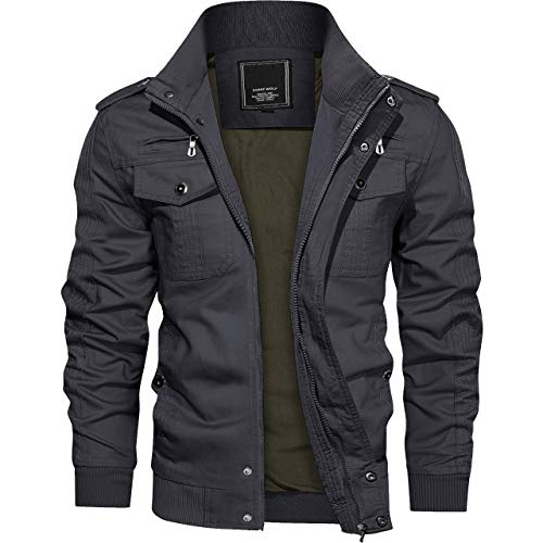 TACVASEN ライダースジャケット 防寒 メンズ バイクウェア アメリカン ハイネック ショートジャケット シンプル 大きめ 秋冬 立派 グレの通販は