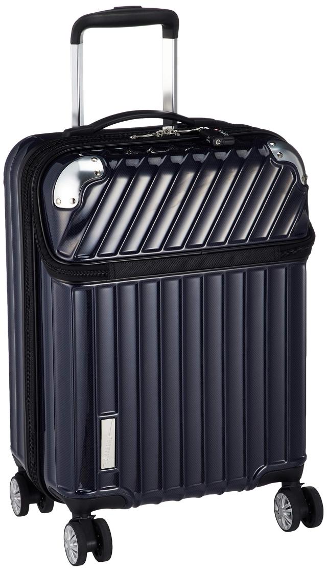 トラベリスト スーツケース ジッパー オープン モーメント 機内持ち込み可 35L 54 cm 3.4kg ネイビーカーボン