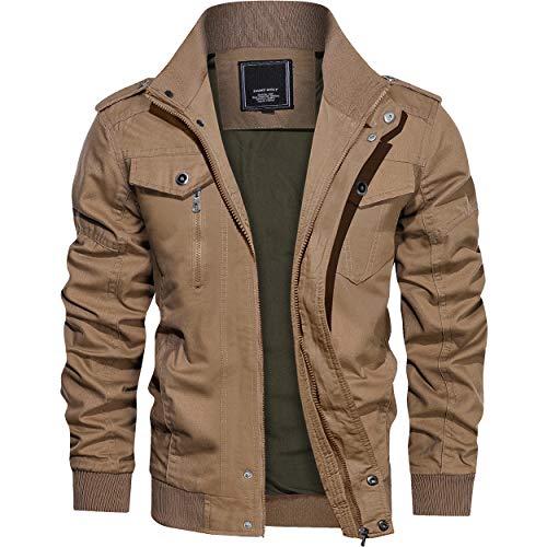 TACVASEN アウトドア作業 防寒ブルゾン ワークジャケット シンプル フィールドジャケット カーゴブルゾン 大きいサイズ 自転車 肩章 春