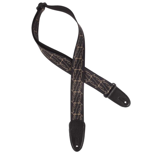 GRETSCH Double Penguins Strap Black/Gold ギターストラップ