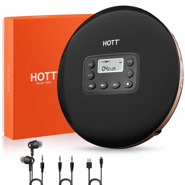 CDプレーヤー Bluetooth対応 HOTT USB充電式 CDウォークマン 1000mAhの大容量バッテリー内蔵 小型 ポータブル コンパクト 5EQエフェクトの通販は