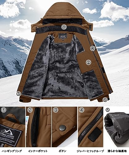 TACVASEN 登山ウエア カジュアル ジャンパー 裏ボア 防風 マウンテン