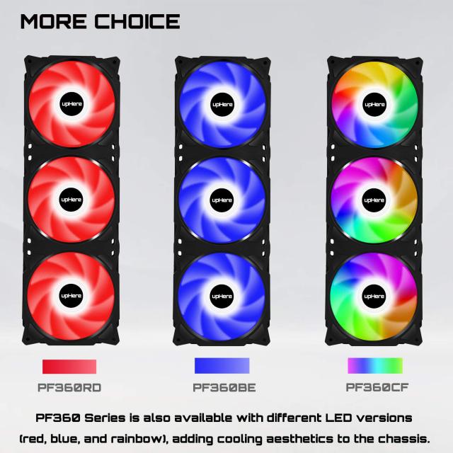 ️upHere 【PCケースファンx3基 虹色LED】 PWMファン : upHere 120mm PCケースファン 虹色LED搭載 静音 高性能