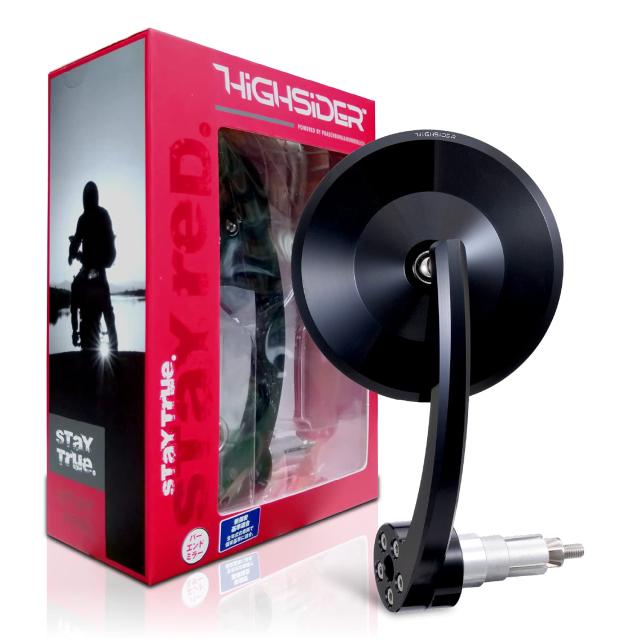 デイトナ(Daytona) HIGHSIDER(ハイサイダー) バイク用 バーエンドミラー 片側1本 アダプター付属 ハンドル内径12-22mm対応 新保安基準適