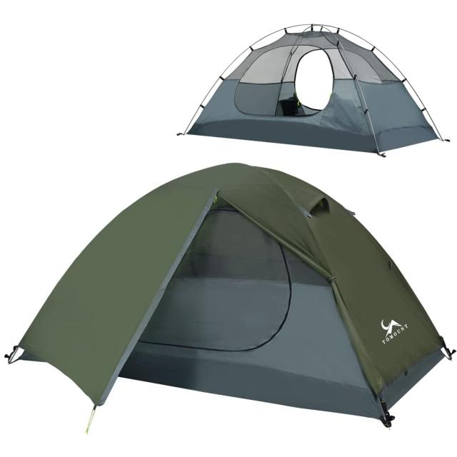 テント キャンプテント 2人用 二重層 自立式 ツーリングテント 耐水圧3000mm 通気 防風 軽量 コンパクト アウトドアテント バイク 登山用