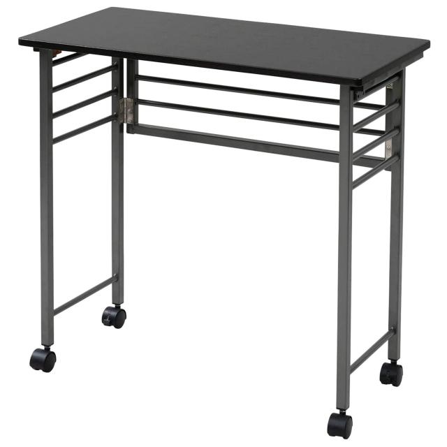 山善(YAMAZEN) 折りたたみ デスク (ミニ) 幅72×奥行36×高さ70cm コンパクト キャスター付き 傷がつきにくい 完成品 ダークブラウン/ブ