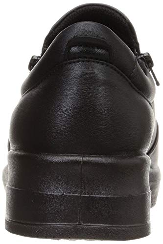 スポルス スニーカー 日本製 撥水 本革 4E ファスナー付 22~25cm レディース SP9030 ブラック 25.0cm