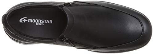 スポルス スニーカー 日本製 撥水 本革 4E ファスナー付 22~25cm レディース SP9030 ブラック 25.0cm