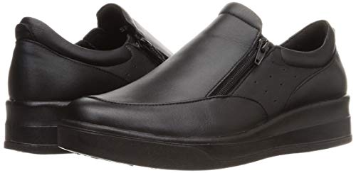 スポルス スニーカー 日本製 撥水 本革 4E ファスナー付 22~25cm レディース SP9030 ブラック 25.0cm