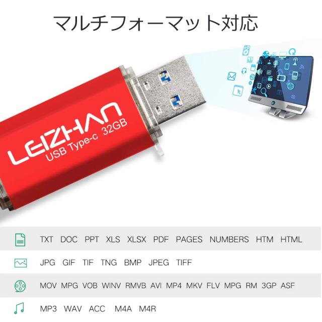 LEIZHAN TYPE-C USB メモリー・フラッシュドライブ 512G ブラック 人気USB 高速転送 OTG 3.0携帯電話 コンピューター用 容量不足解消 マ_3
