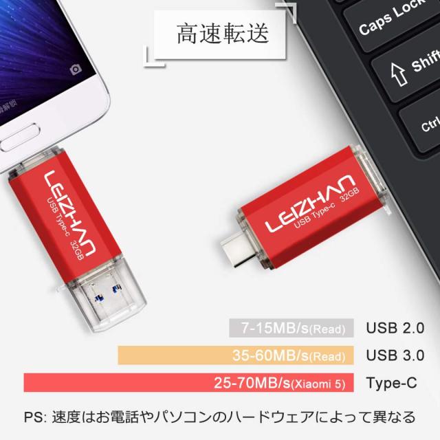LEIZHAN TYPE-C USB メモリー・フラッシュドライブ 512G ブラック 人気USB 高速転送 OTG 3.0携帯電話 コンピューター用 容量不足解消 マ_4