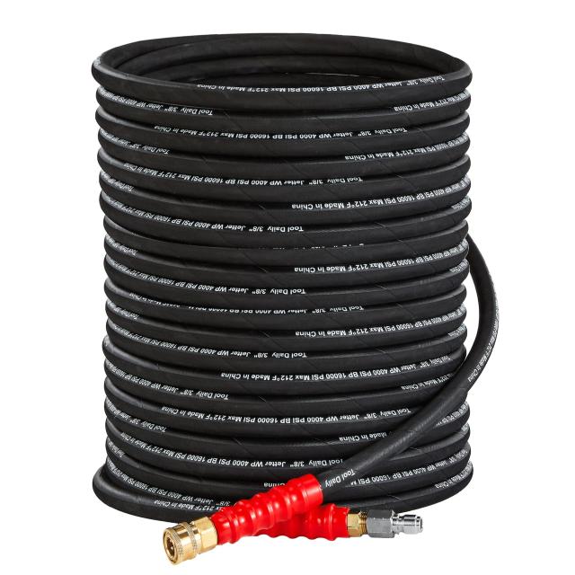 Tool Daily高圧洗浄ホース 3/8 Inch x 50 FT （0.95 cm x 1.27 m） クイックコネクト 4000 PSI 編組高張力ワイヤーの通販は