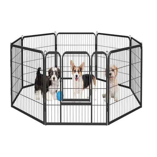 Dinah Alsop ペットフェンス 中大型犬用— ペットケージ パネル8枚 ペットサークル 四角ポール 折り畳み式 トレーニングサークル  スチー｜au PAY マーケット