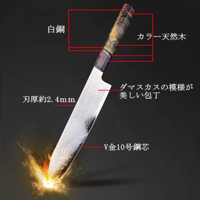 Utaki ダマスカス牛刀包丁 230mm VG10 67層高炭素ステンレス