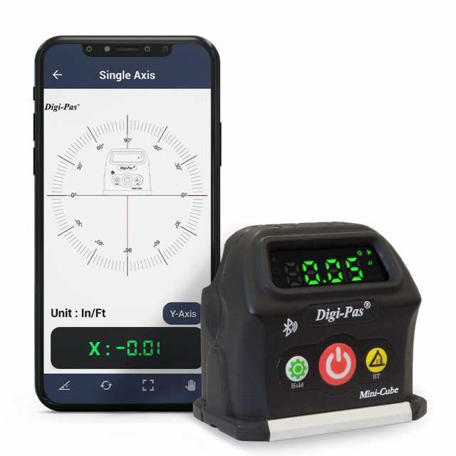 Digi-Pas DWL-90 Pro 2軸スマートキューブレベル 軽量 BLUETOOTH接続で即座に計測角度を表示の通販は