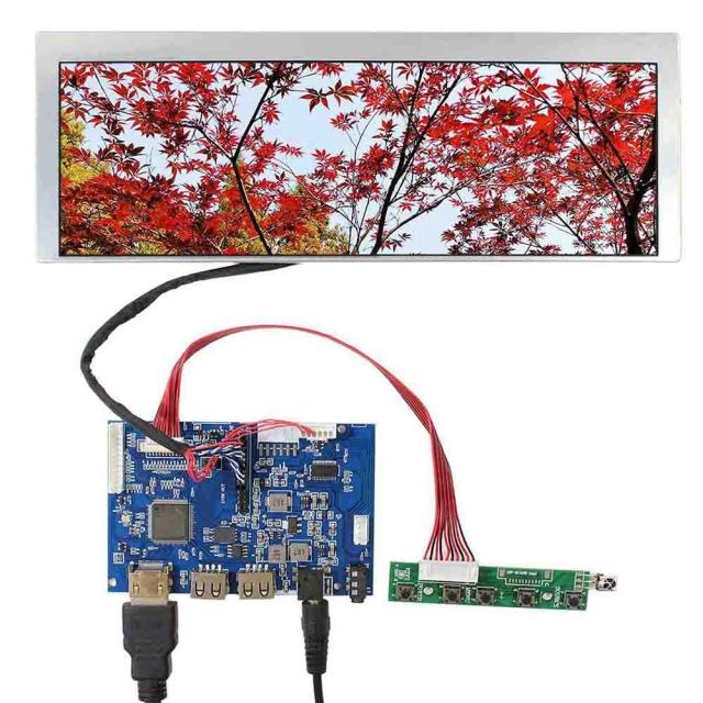 VSDISPLAY 9.1インチ 解像度 822x260 液晶 ディスプレイ LQ091B1LW01 HDMI USB LCD コントローラー 360度画面回転支持の通販は