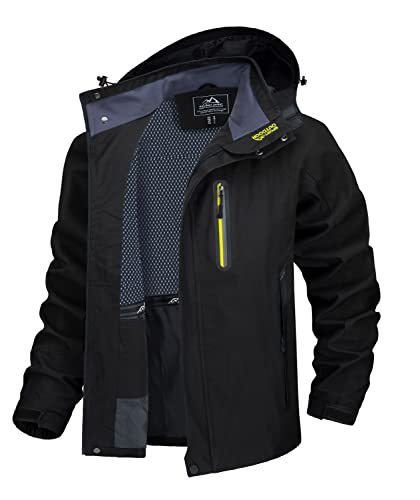 TACVASEN マウンテンパーカー メンズ 登山ウェア 撥水性 スキーウェア 防風ジャケット バイク 無地コート スノボ スポーツ 通気 ブラッの通販は