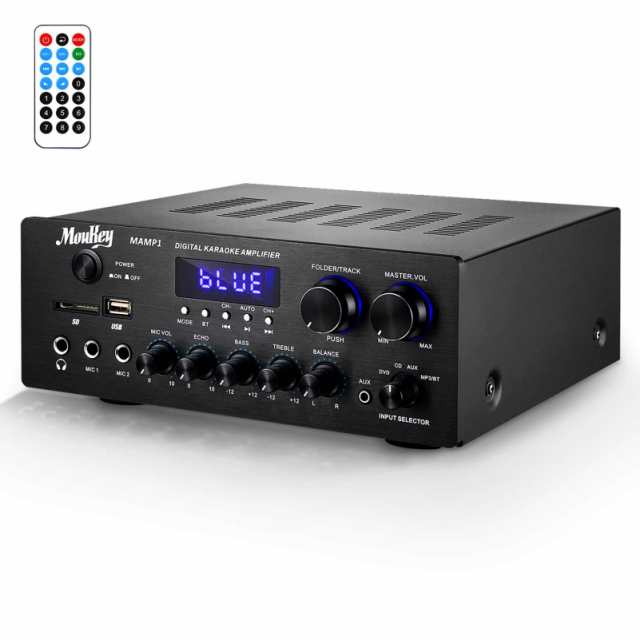 Moukey パワーアンプ システム マイクミキサー 最大出力220W Bluetooth対応 デュアルチャンネルサウンドオーディオステレオレシーバー モの通販は