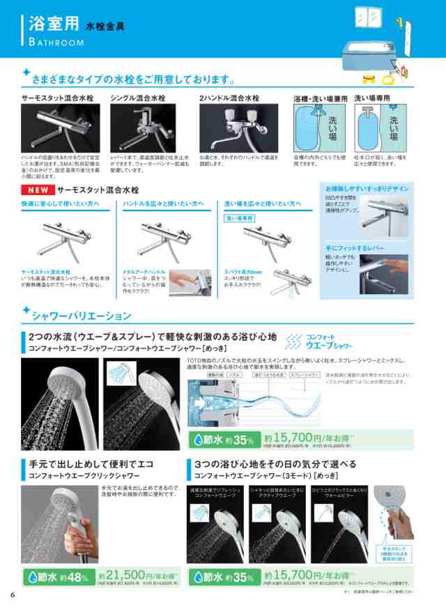 TOTO 浴室用 壁付サーモスタット混合栓 コンフォートウェーブシャワー(めっき) 一般地向け TBY01404J｜au PAY マーケット