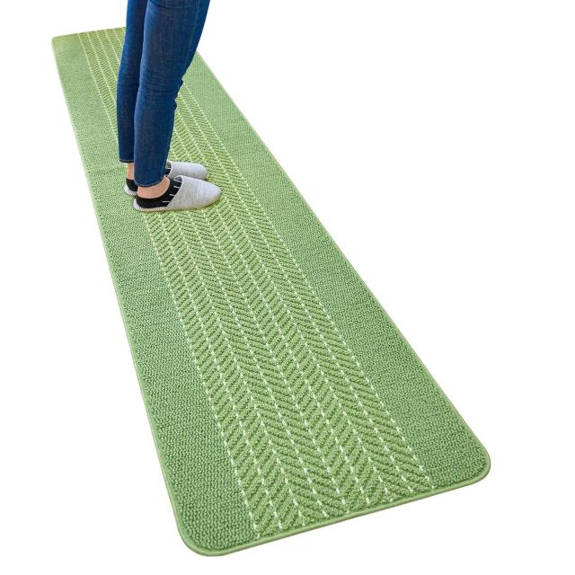 オカ(OKA) 優踏生 洗いやすいキッチンマットヘリンボン 約60cm×270cm グリーン (すべらない 日本製 北欧)の通販は