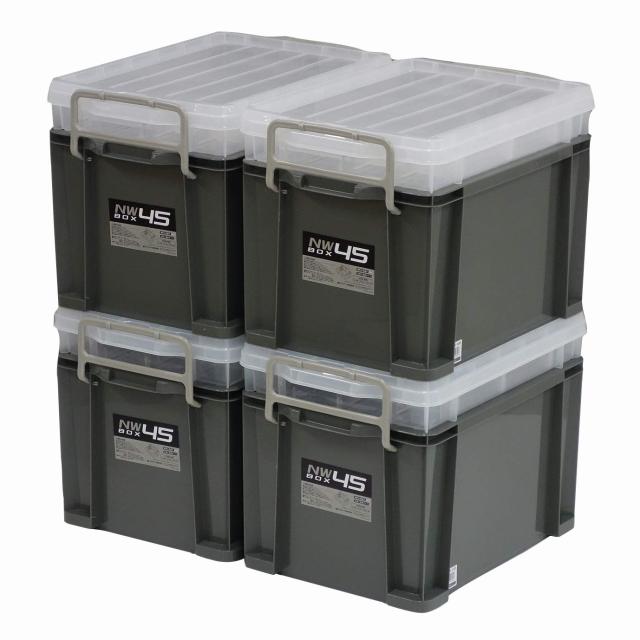 JEJアステージ 収納ボックス NWボックス #45 グレー 奥行54.5×高さ39×幅37.9cm 4個セット アウトドア カー用品 収納 ホビー DIY