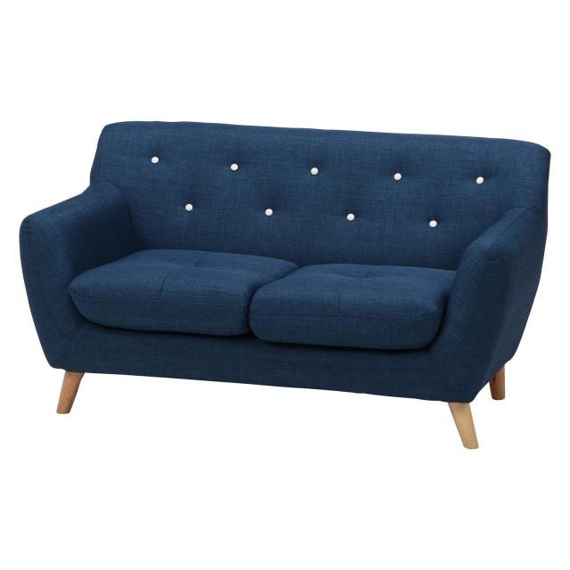 不二貿易 ソファ 2人掛け 幅134cm ネイビー コンパクト 肘掛け 2way ロータイプ かため ファブリック ラビスタ 67548の通販は 36,459円