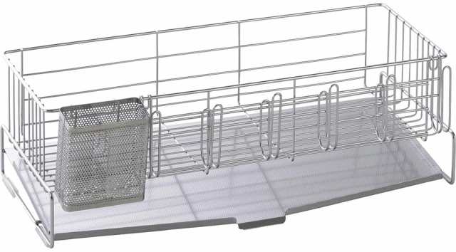 下村企販 省スペースに置ける 水切りラック スリム水切りかご 奥行47 【日本製】 水垢が目立ちにくいトレー 様々な食器に対応 6連グラス