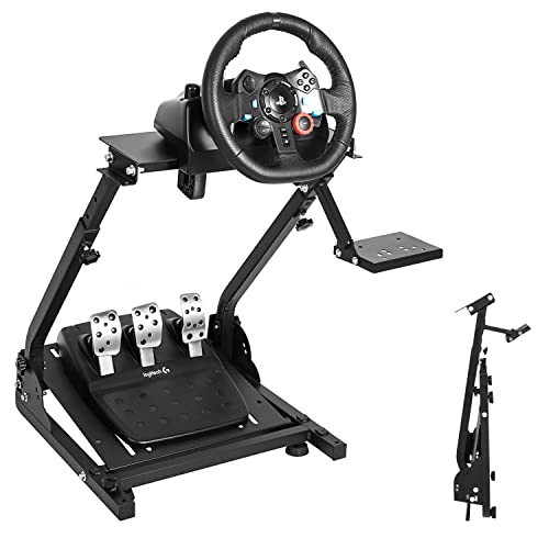 MINNEER ホイールスタンド Racing Wheel Stand 炭素鋼フレーム 折りたたみ設計 ホイール・ペダル位置調整可能 For  Logitech G25,G27,G29,｜au PAY マーケット